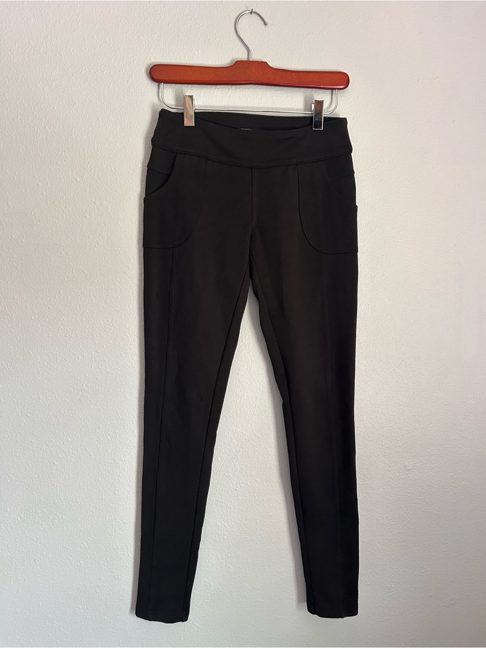 Prana Black Skinny Ponte Leggings with Front Pockets